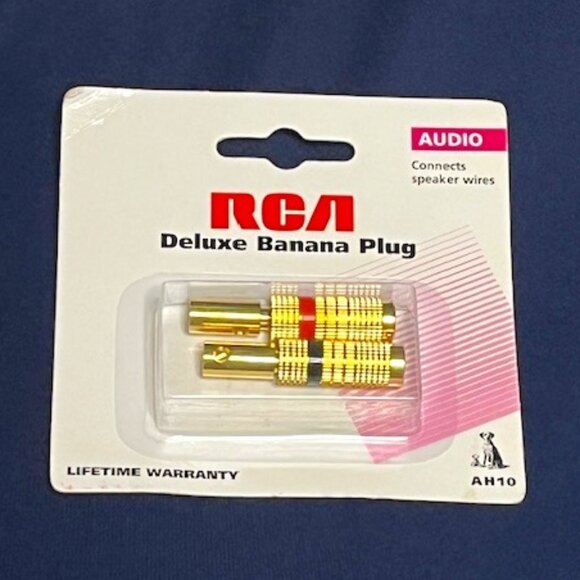 RCA~Deluxe Banana Plug Pkg of 2 Audio Connects Up to 12 Gauge Speaker Wire AH10 - Picture 1 of 4